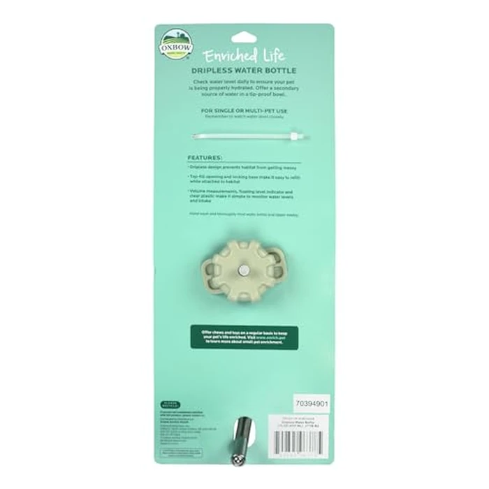 Oxbow Enriched Life Dripless Water Bottle, Guinea Pig Water Bottle, Rabbit Water Bottle, Essential Small Pet Accessory for Guinea Pig Cages & Rabbit Cage, Bunny Supplies, 15oz / 450ml by Oxbow - Image 2