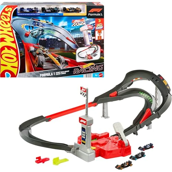 Hot Wheels Toy Car Track Set, 3 Formula 1 Die-Cast Vehicles in 1:64 Scale: McLaren F1 Team, Alpine & VCARB, Sprint Race Circuit (Teams May Vary) by Hot Wheels - Used - Good condition
