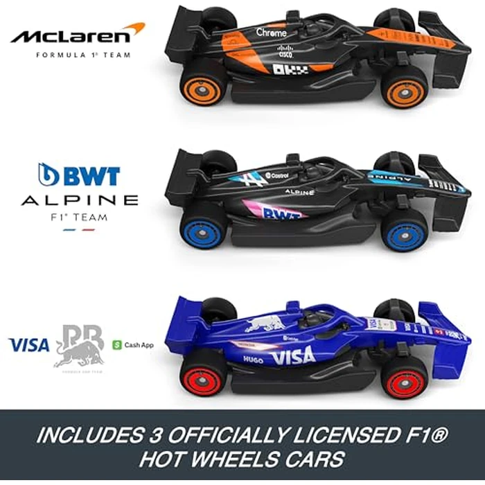 Hot Wheels Toy Car Track Set, 3 Formula 1 Die-Cast Vehicles in 1:64 Scale: McLaren F1 Team, Alpine & VCARB, Sprint Race Circuit (Teams May Vary) by Hot Wheels - Image 3