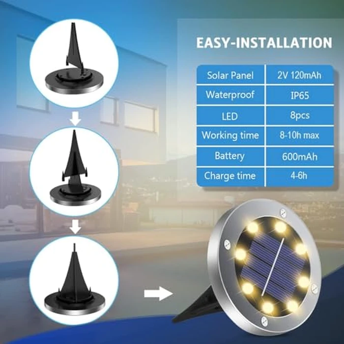 OULONGER Solar Ground Lights 16Pack, Garden Solar Outdoor Waterproof Pathway Bright In-Ground Lights Outdoor Lighting Decor for Lawn, Patio, Yard, Driveway,Walkway Warm Light by OULONGER - Image 2