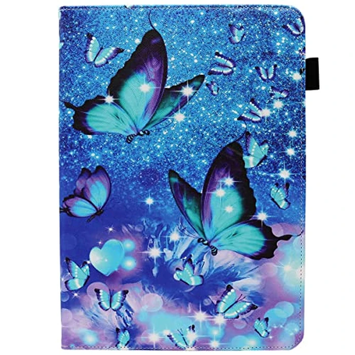 Universal 10 10.1 Inch Android Tablet Case, Dluggs 360 Degree Rotating Case for Amazon Fire HD 10 / iPad 10.2 / Galaxy Tab A A8 10.5 10.1 and Other 9.5-10.5 Inch Tablet, Blue Butterfly by Dluggs - Image 2