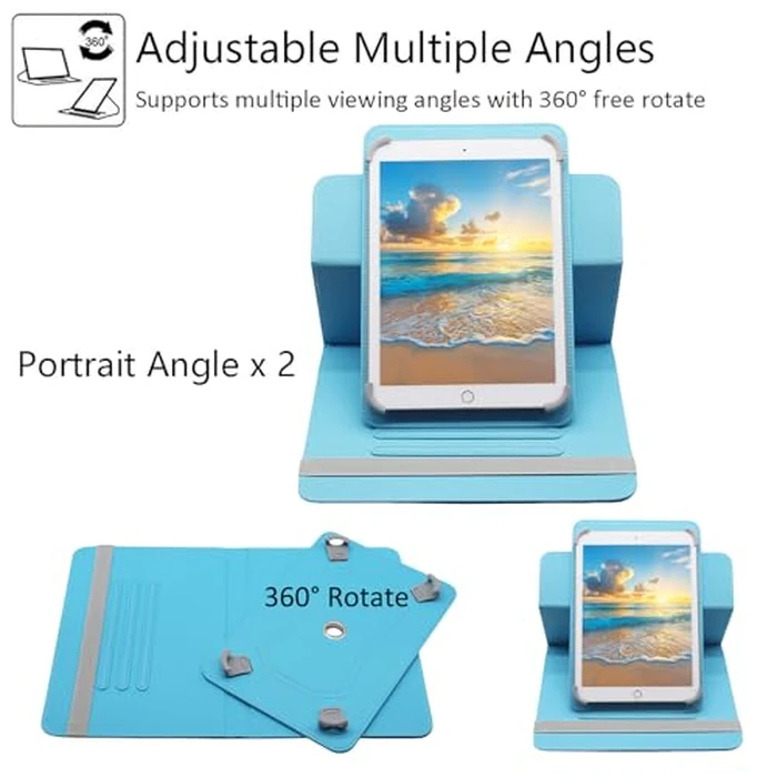 Universal 10 10.1 Inch Android Tablet Case, Dluggs 360 Degree Rotating Case for Amazon Fire HD 10 / iPad 10.2 / Galaxy Tab A A8 10.5 10.1 and Other 9.5-10.5 Inch Tablet, Blue Butterfly by Dluggs - Image 5