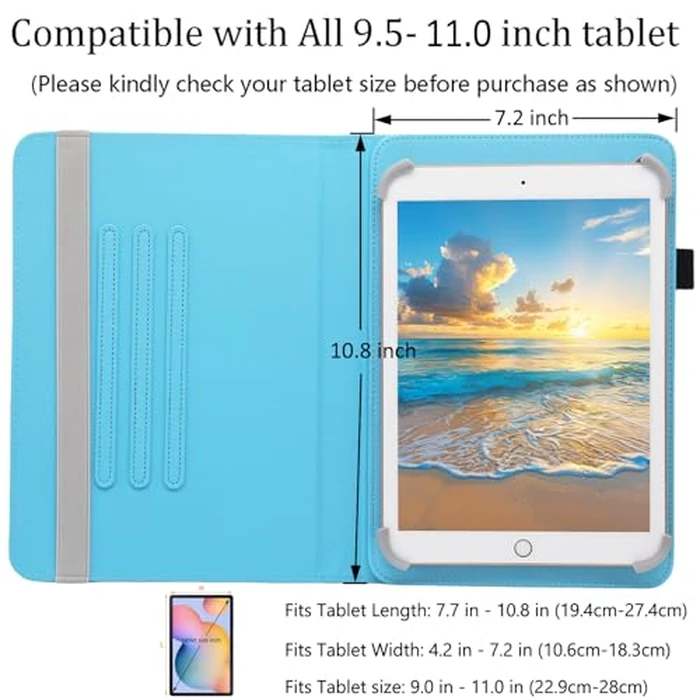 Universal 10 10.1 Inch Android Tablet Case, Dluggs 360 Degree Rotating Case for Amazon Fire HD 10 / iPad 10.2 / Galaxy Tab A A8 10.5 10.1 and Other 9.5-10.5 Inch Tablet, Blue Butterfly by Dluggs - Image 6