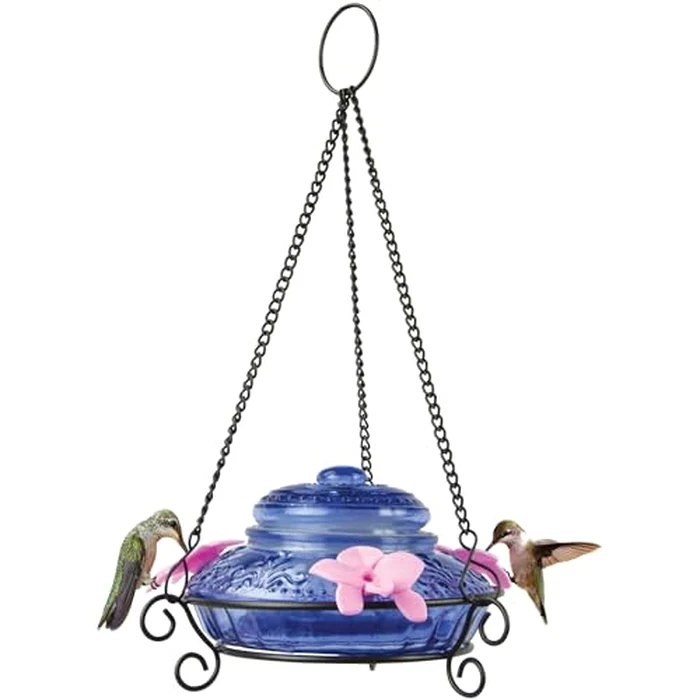 Nature's Way Bird Products ANTHF2-I Illuminated Antique Top-Fill Hummingbird Feeder, Light Blue/Pink by Nature's Way - Used - Good condition - CA$21.15
