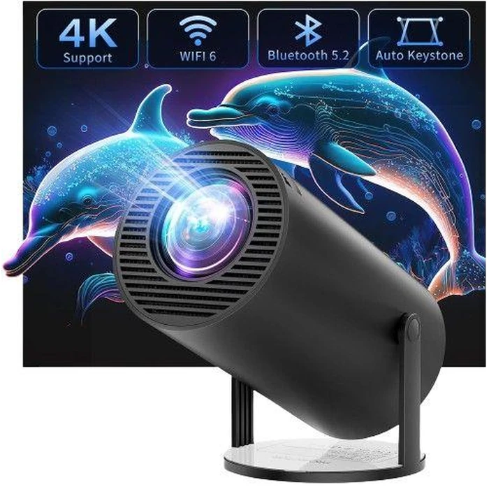 ClokoWe 4K 180 degrees Rotation WiFi Bluetooth Mini Projector - Black by ClokoWe - Refurbished - Excellent condition - US$49.49
