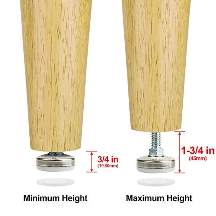 Heavy Duty Furniture Levelers Adjustable Furniture Legs Levelers, Leveling Feet for Tables Chairs Cabinets Sofa Raiser, Support 1320LBs, T- Nut Kit 3/8”-16 Thread, Large Base,w/ 4 Felt Pads (8 Pack) by Anwenk - Image 4