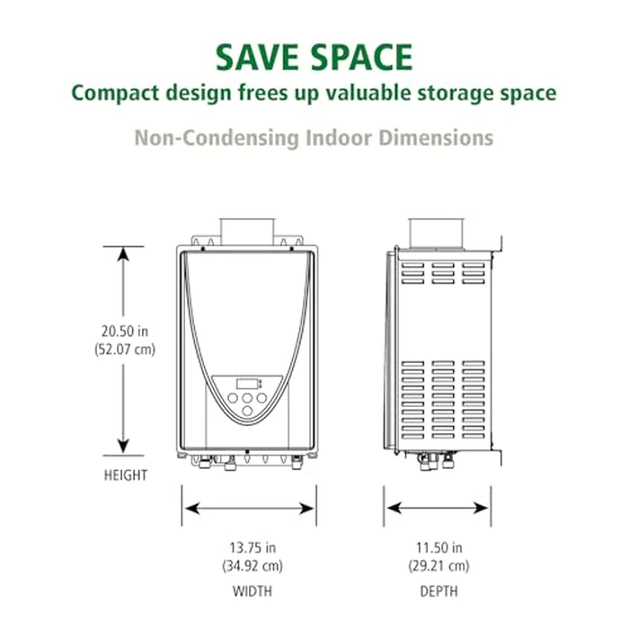 A. O. Smith Tankless Water Heater Gas - On Demand Hot Water - Indoor - 8 GPM - Non-Condensing Natural Gas with X3 Scale Prevention Technology - 190,000 BTU ProLine XE Concentric Vent - ATI-310CX3 by A. O. Smith - Image 3