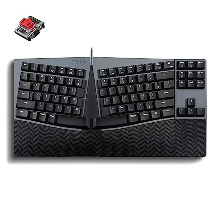 Perixx PERIBOARD-335RD Wired Ergonomic Mechanical Compact Keyboard - Low-Profile Red Linear Switches - Programmable Feature with Macro Keys - Compatible with Windows and Mac OS X - US English by Perixx - Used - Good condition - CA$70.43