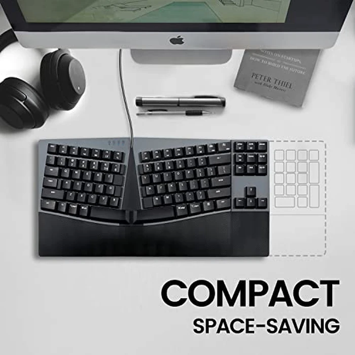 Perixx PERIBOARD-335RD Wired Ergonomic Mechanical Compact Keyboard - Low-Profile Red Linear Switches - Programmable Feature with Macro Keys - Compatible with Windows and Mac OS X - US English by Perixx - Image 8