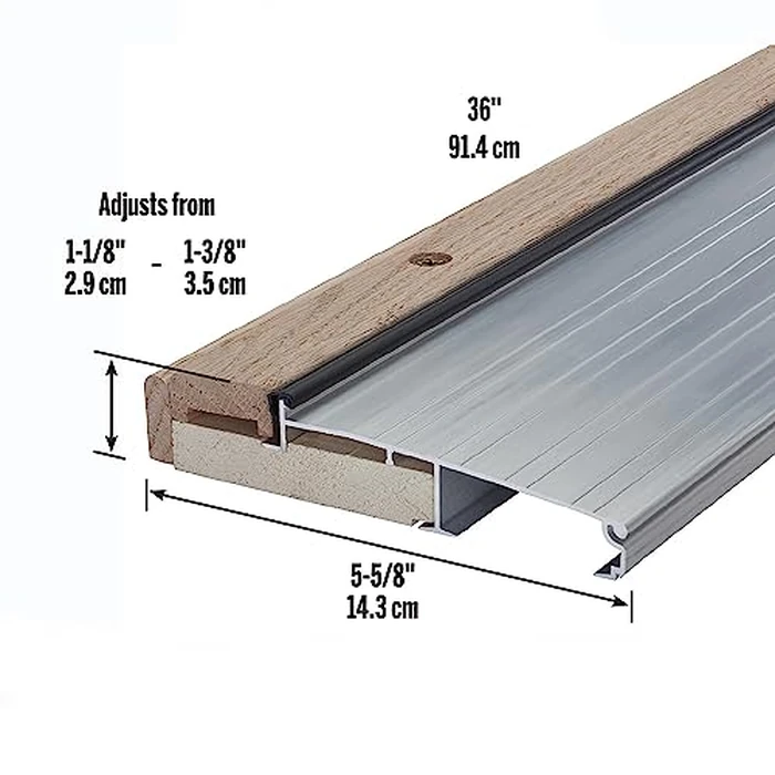 M-D Building Products 78600 5-5/8 in. x 1-1/8 in. x 36 in. Silver Adjustable Aluminum & Hardwood Threshold Kit - Versatile Solution for French and Exterior Doors by M-D Building Products - Image 2