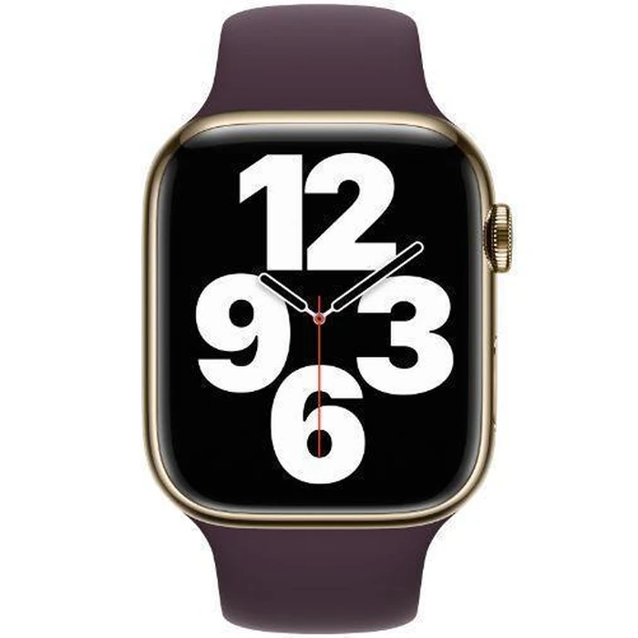 Apple Watch Series 7 (Cellular + GPS) - 32GB - 45mm - Gold Stainless Steel Case with Dark Cherry Rubber Sport Band by Apple - Refurbished - Acceptable condition - CA$258.99