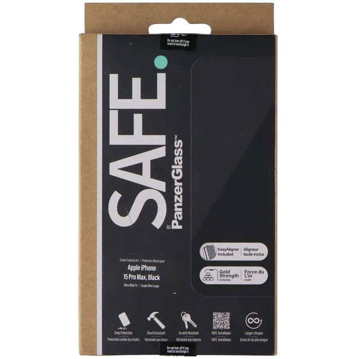 SAFE. by PanzerGlass Screen Protector for Apple iPhone 15 Pro Max - Black by SAFE - Refurbished - Brand New condition - US$8.51