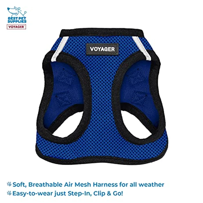 Voyager Step-in Air All Weather Mesh Harness and Reflective Dog 5 ft Leash Combo with Neoprene Handle, for Small, Medium and Large Breed Puppies by Best Pet Supplies - Blue, XX-Small by Best Pet Supplies - Image 2