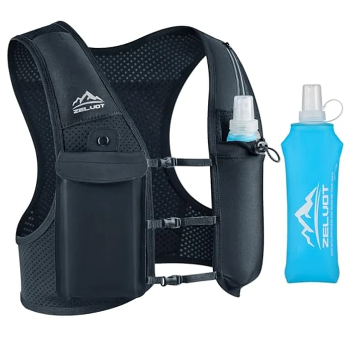 Zelvot Running Vest for Women Men, USA Original Patent, Adjustable Chest Straps Running Hydration Vest with 500ml Soft Flask, Lightweight Breathable Reflective Running Vest for Trail Running - M/L by Zelvot - Used - Acceptable condition