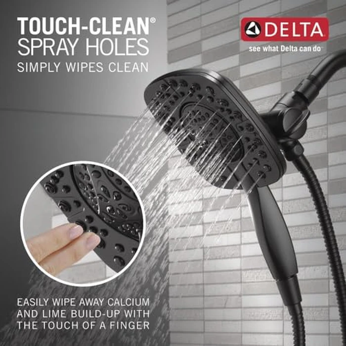 Delta Faucet Ashlyn 17 Series Dual-Function Shower Trim Kit with 2-Spray Touch-Clean In2ition 2-in-1 Hand Held Shower Head with Hose, Matte Black T17264-BL-I (Valve Not Included) by DELTA - Image 4