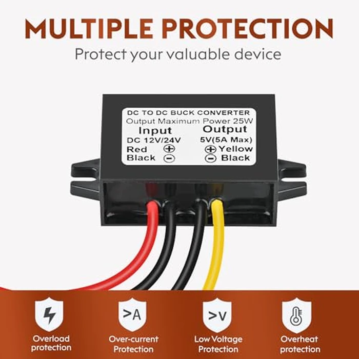 Klnuoxj DC 24V 12V to 5V 5A 25W Step Down Converter Module Buck Reduced Voltage Regulator Car Power Converter (2-Pack) by Klnuoxj - Image 5