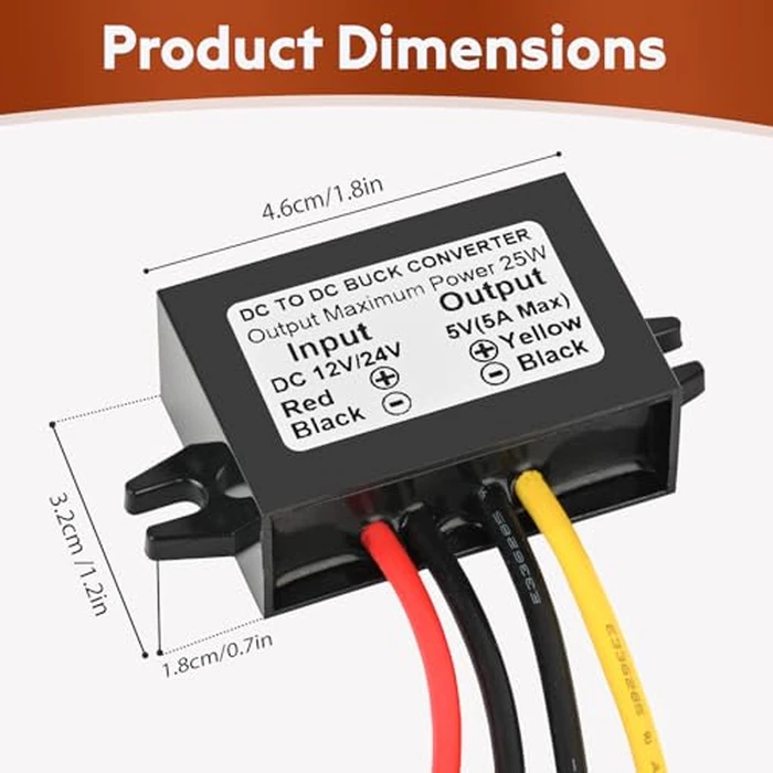 Klnuoxj DC 24V 12V to 5V 5A 25W Step Down Converter Module Buck Reduced Voltage Regulator Car Power Converter (2-Pack) by Klnuoxj - Image 6