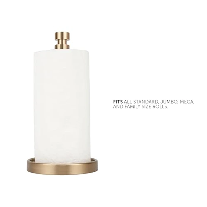 Ivilon Countertop Paper Towel Stand - Steady and Easy Tear - Fits All Paper Towel Rolls - Warm Gold by Ivilon - Image 3