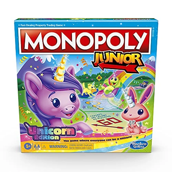 Monopoly Junior: Unicorn Edition Board Game | Magical-Themed Indoor Family Game | 2 to 4 Players | Preschool Games | Kids Gifts | Ages 5 and Up (Amazon Exclusive) by Monopoly - Image 1