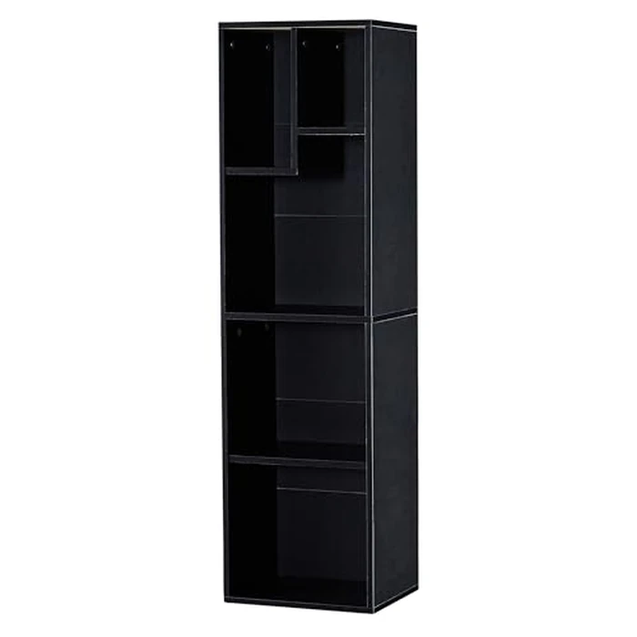 VECELO 4-Tier Slim Wood Organizer Bookcase, Fits Tallest Hardcovers, Customized Storage Display Shelf, Free Standing for Living Room, Bedroom, Kids Play Room, Office, Vintage Black by VECELO - Used - Good condition - CA$38.90
