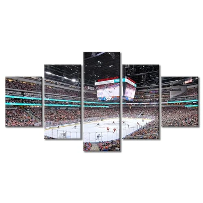 5 Piece Ice Hockey Stadium Wall Pictures for Living Room Ice Hockey Stadium Painting Sports Field Wall Decor Art Sports Club Bedroom Wall Art Framed Ready to Hang, (60"Wx32"H) by TUMOVO - Used - Very Good condition - CA$59.67