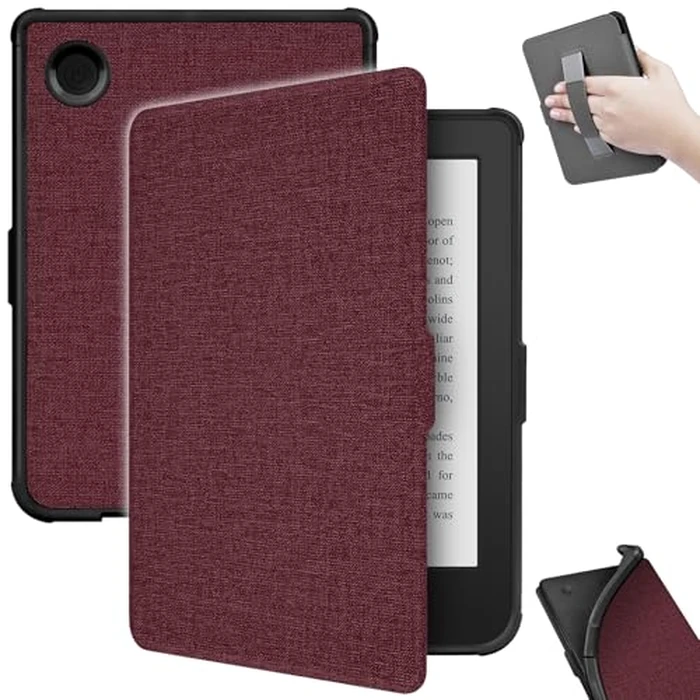 J.M.SHOW Case for 6" Kobo Clara 2E 2022 Released/Clara Colour/Clara BW (2024, Lightweight PU Leather Cover with Hand Strap, Auto Wake/Sleep for Kobo Clara 2E 6inch-Wine red by J.M.SHOW - Used - Like New condition