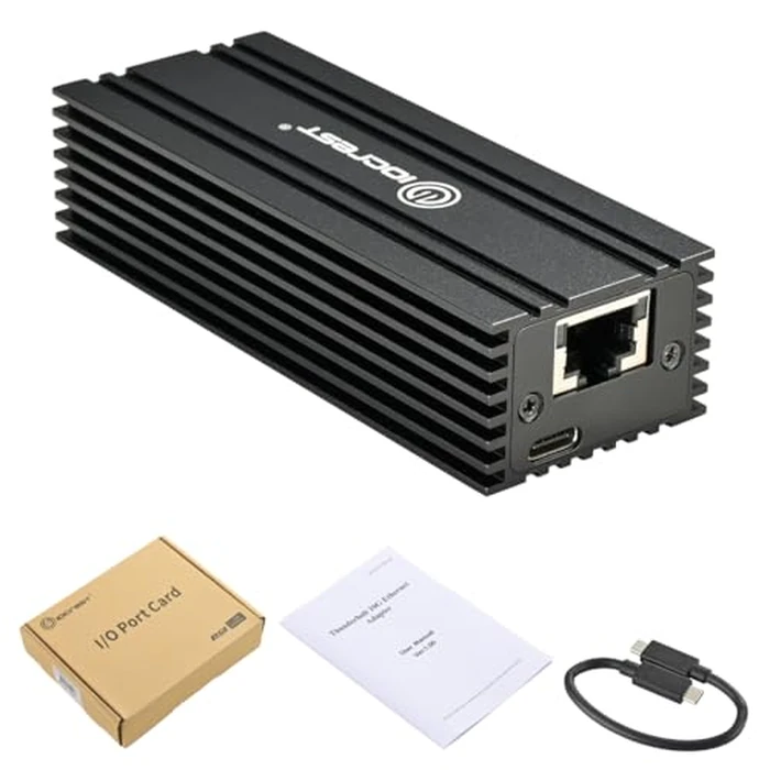 USB 4.0 Type C 10G Ethernet Adapter, for High Speed Network Connections, RJ45 Port Supports 10Gb/s, 5Gb/s, 2.5Gb/s, 1Gb/s and 100Mb/s Base-T by IO Crest - Image 4