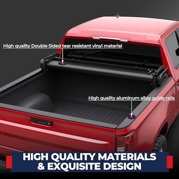MOSTPLUS Quad FOLD Soft 6.7FT 79.4 in Truck Tonneau Cover Compatible with 2019-2025 2026 Chevy Chevrolet GMC Sierra Silverado 1500 New Body Style Four Fold On Top w/o Multi-Flex Tailgate by MOSTPLUS - Image 3