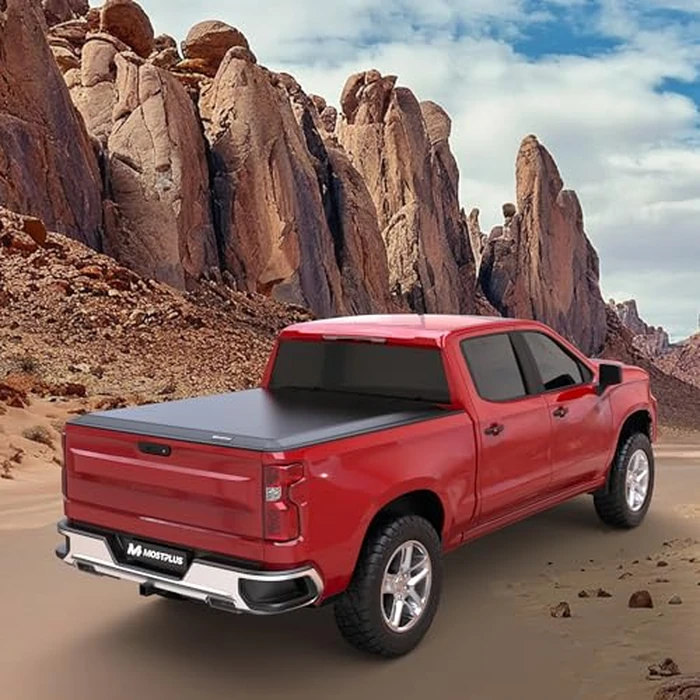 MOSTPLUS Quad FOLD Soft 6.7FT 79.4 in Truck Tonneau Cover Compatible with 2019-2025 2026 Chevy Chevrolet GMC Sierra Silverado 1500 New Body Style Four Fold On Top w/o Multi-Flex Tailgate by MOSTPLUS - Image 5