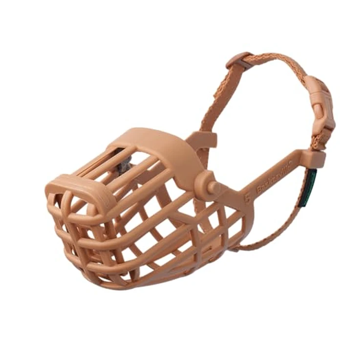 Baskerville Classic Basket Muzzle - Dog can Pant and Drink, Prevents Biting and Food Waste Scavenging, Strong TPR, Ideal for Longer Nosed Dogs, Breathable Dog Training Muzzle for Medium Dogs (Size 4) by Baskerville - Image 1