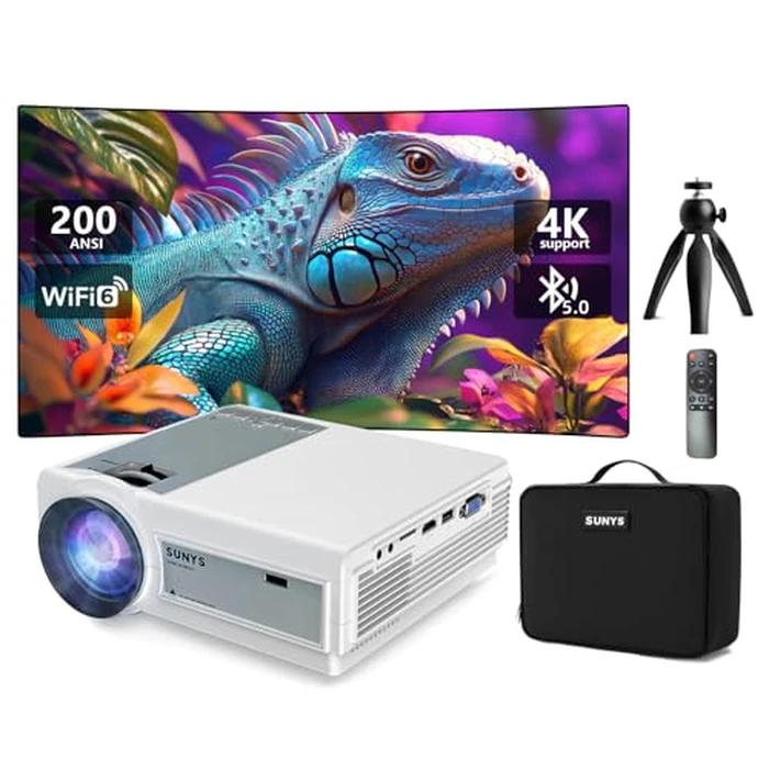 Projector with WiFi and Bluetooth, Full HD Native 1080P , Outdoor Movie Projector Compatible with Android/iOS/HDMI/USB 4K Supported by Sunys - Used - Like New condition - US$69.29