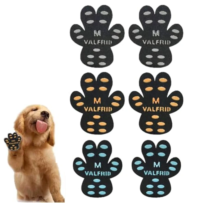VALFRID Dog Paw Pads Anti-Slip Paw Protector,15 Sets-60 Pads Keeps Dogs from Slipping On Hardwood Floors,Traction Control Non-Skid Stronger Adhesive for Senior Dogs and Weak Paws Multicolor M by VALFRID - Used - Good condition
