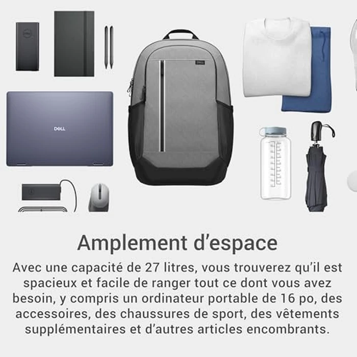 Dell Pro 14-16 Plus EcoLoop Urban Backpack - CP5625G - 27 liters, 16" Laptop Maximum, 2 x Side Pockets, 300D rPET Polyester Woven Fabric, Water Resistant, 52% Recycled Content by Dell - Image 5