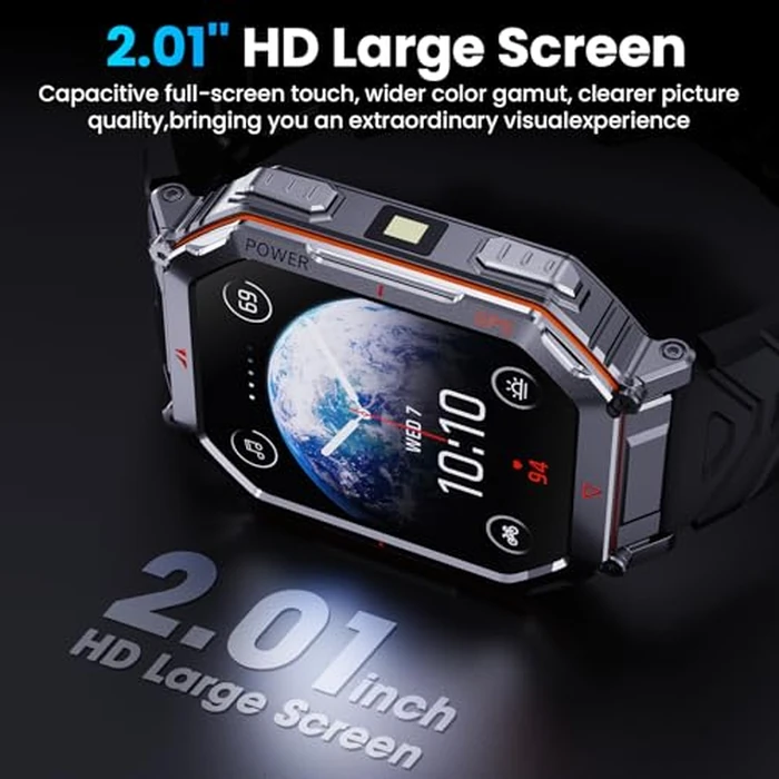 Military Smart Watch for Men with GPS/Compass，GPT Voice Assistant，Smartwatch with LED Flashlight，2.01"HD Display Bluetooth Call，Fitness Tracke with Multiple sports Modes，Compatible with Android & iOS by Mingdaln - Image 5