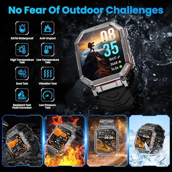 Military Smart Watch for Men with GPS/Compass，GPT Voice Assistant，Smartwatch with LED Flashlight，2.01"HD Display Bluetooth Call，Fitness Tracke with Multiple sports Modes，Compatible with Android & iOS by Mingdaln - Image 6