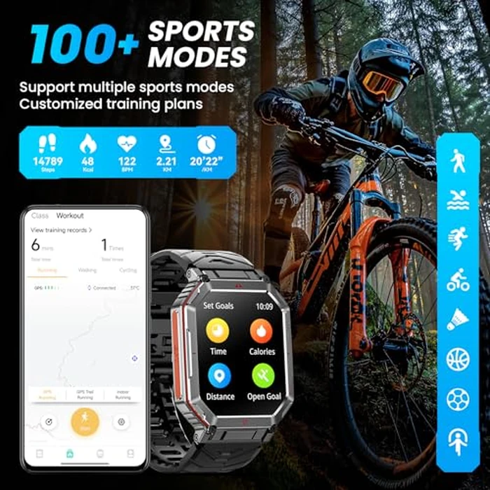 Military Smart Watch for Men with GPS/Compass，GPT Voice Assistant，Smartwatch with LED Flashlight，2.01"HD Display Bluetooth Call，Fitness Tracke with Multiple sports Modes，Compatible with Android & iOS by Mingdaln - Image 8