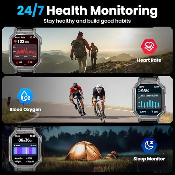 Military Smart Watch for Men with GPS/Compass，GPT Voice Assistant，Smartwatch with LED Flashlight，2.01"HD Display Bluetooth Call，Fitness Tracke with Multiple sports Modes，Compatible with Android & iOS by Mingdaln - Image 9