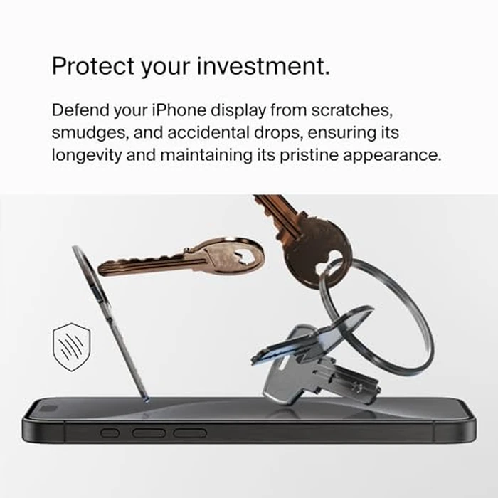 Belkin ScreenForce UltraGlass 2 Treated iPhone 15 Pro Max Screen Protector - Scratch-Resistant, 9H Hardness Tested Glass w/Slim Design - Includes Easy Align Tray for Bubble-Free Application by Belkin - Image 2