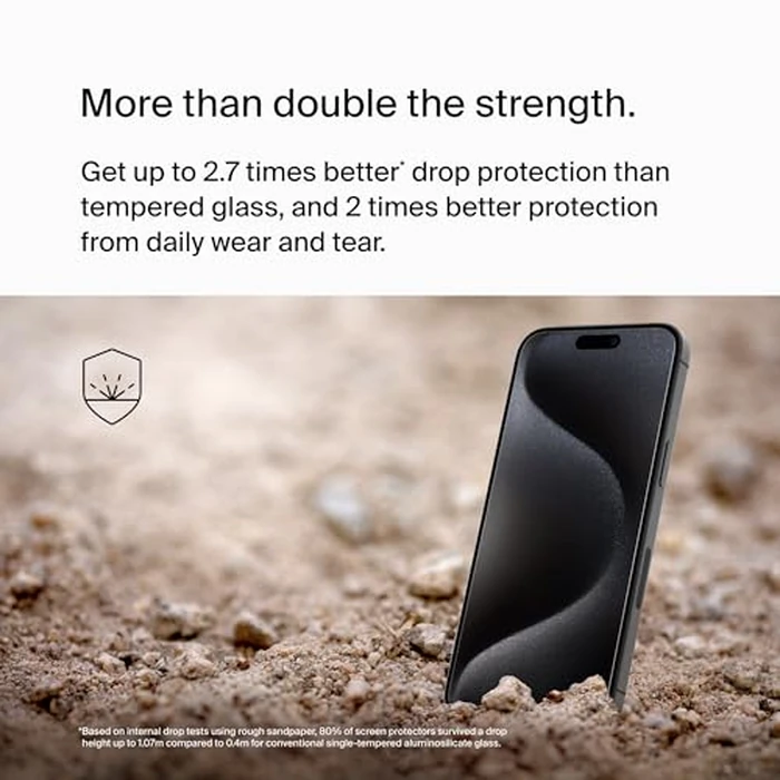 Belkin ScreenForce UltraGlass 2 Treated iPhone 15 Pro Max Screen Protector - Scratch-Resistant, 9H Hardness Tested Glass w/Slim Design - Includes Easy Align Tray for Bubble-Free Application by Belkin - Image 3