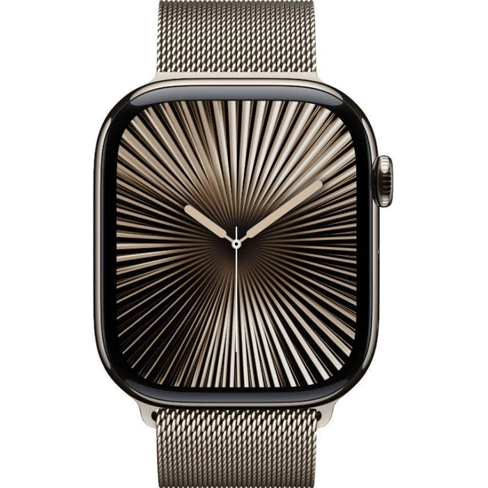 Apple Watch Series 10 (Cellular + GPS) - 64GB - 42mm - Natural Titanium Case with Natural Stainless Steel Milanese Loop Band - One Size by Apple - Refurbished - Premium condition - US$454.94