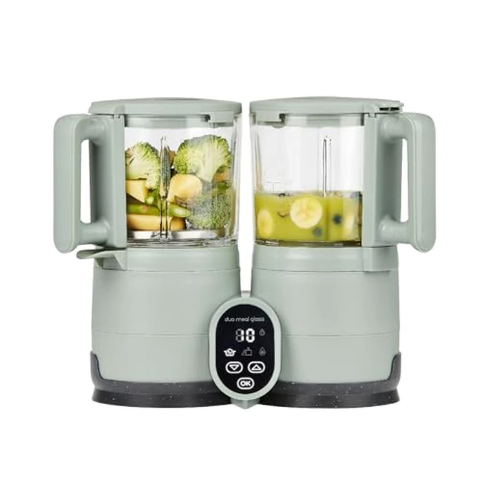 Babymoov Duo Meal Glass Baby Food Maker, Celadon Green - 4-in-1 Steamer, Blender, Defroster, and Heater with Programmable Timer, Large Capacity, Glass Bowls, Dishwasher Safe by Babymoov - Image 1