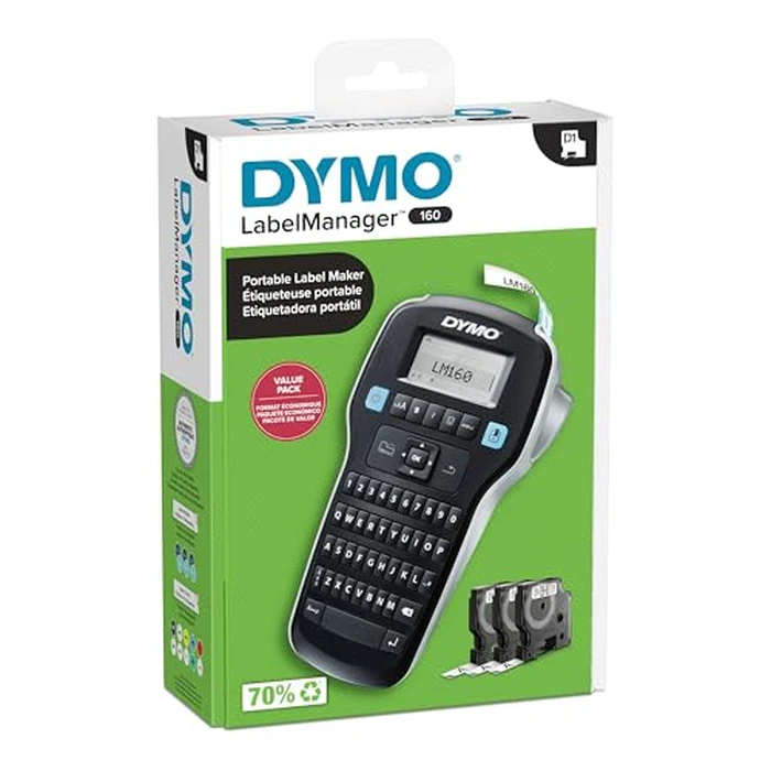 DYMO LabelManager 160 Portable Label Maker Bundle, Easy-to-Use, One-Touch Smart Keys, QWERTY Keyboard, Large Display, For Home & Office Organization, Includes 3 D1 label cassettes by DYMO - Image 4