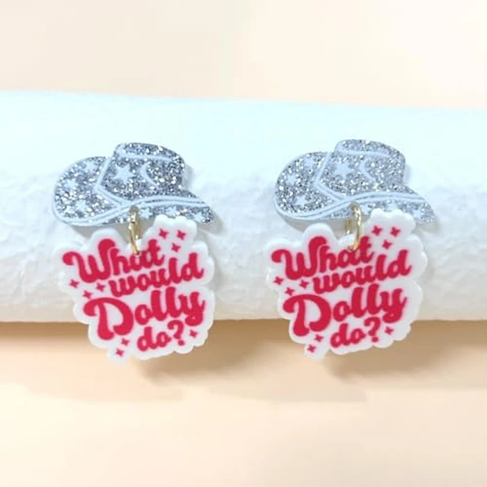 What Would She Do Earrings Western Pink Cow Earrings Acrylic Western Country Music Earring Westerned Accessories Jewelry-Pink Hat by Yecomsy - Image 4