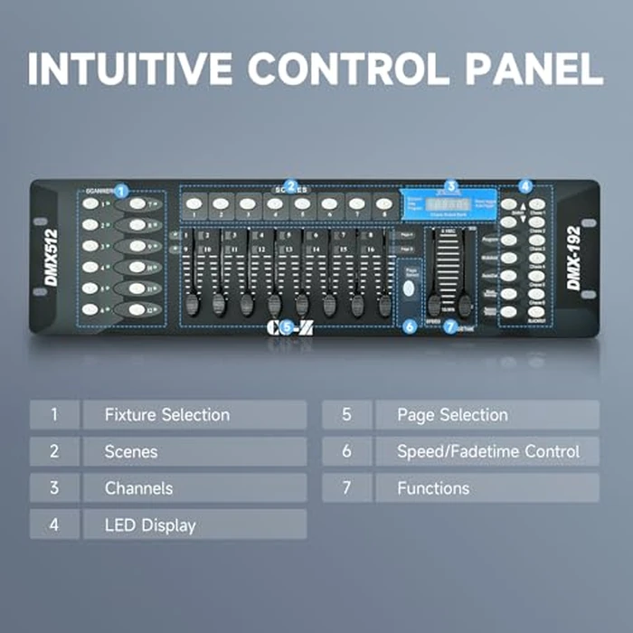 CO-Z 192 DMX 512 Stage DJ Light Controller Lighting Mixer Board Console for Light Shows, Party Disco Pub Night Club DJs KTV Bars and Moving Heads by CO-Z - Image 3