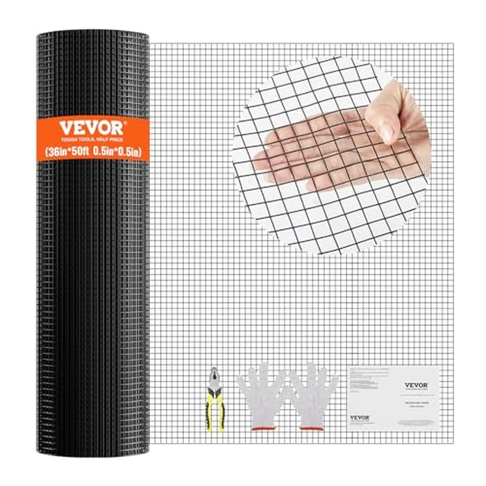 VEVOR Hardware Cloth, 36'' x 50' Galvanized Wire Mesh Roll, 19 Gauge Chicken Wire Fence Roll, Vinyl Coating Metal Wire Mesh for Chicken Coop Barrier, Rabbit Snake Fences, Poultry Enclosures by VEVOR - Used - Very Good condition
