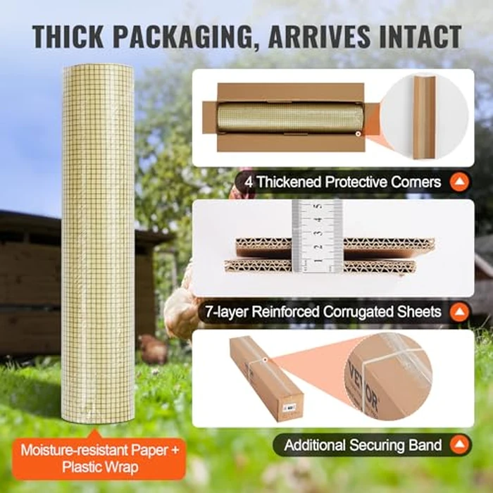 VEVOR Hardware Cloth, 36'' x 50' Galvanized Wire Mesh Roll, 19 Gauge Chicken Wire Fence Roll, Vinyl Coating Metal Wire Mesh for Chicken Coop Barrier, Rabbit Snake Fences, Poultry Enclosures by VEVOR - Image 6