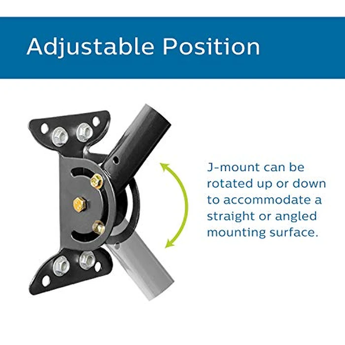 Philips Universal Adjustable TV Antenna Mount, Steel J-Mount for Attic Outdoor Roof Wall Installation, Weatherproof Mast Pole, Mounting Bracket and Hardware Included, Black, SDW1220/27 by Philips - Image 3