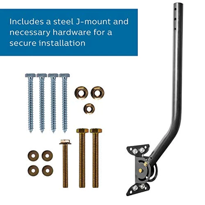 Philips Universal Adjustable TV Antenna Mount, Steel J-Mount for Attic Outdoor Roof Wall Installation, Weatherproof Mast Pole, Mounting Bracket and Hardware Included, Black, SDW1220/27 by Philips - Image 4