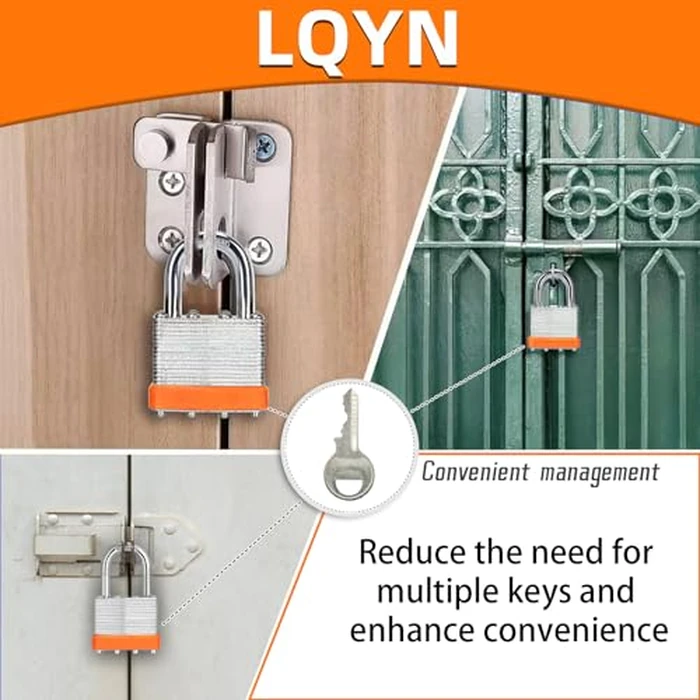 Padlocks with Same Key, LQYN 48 Pcs Laminated Keyed Padlock (1-9/16", 40mm), Keyed Alike Locks, Normal Shackle, for Storage Locker, Hasp Latch, Toolbox, Sheds by LQYN - Image 4