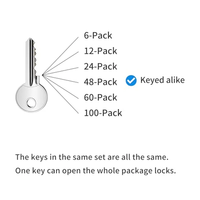 Padlocks with Same Key, LQYN 48 Pcs Laminated Keyed Padlock (1-9/16", 40mm), Keyed Alike Locks, Normal Shackle, for Storage Locker, Hasp Latch, Toolbox, Sheds by LQYN - Image 7